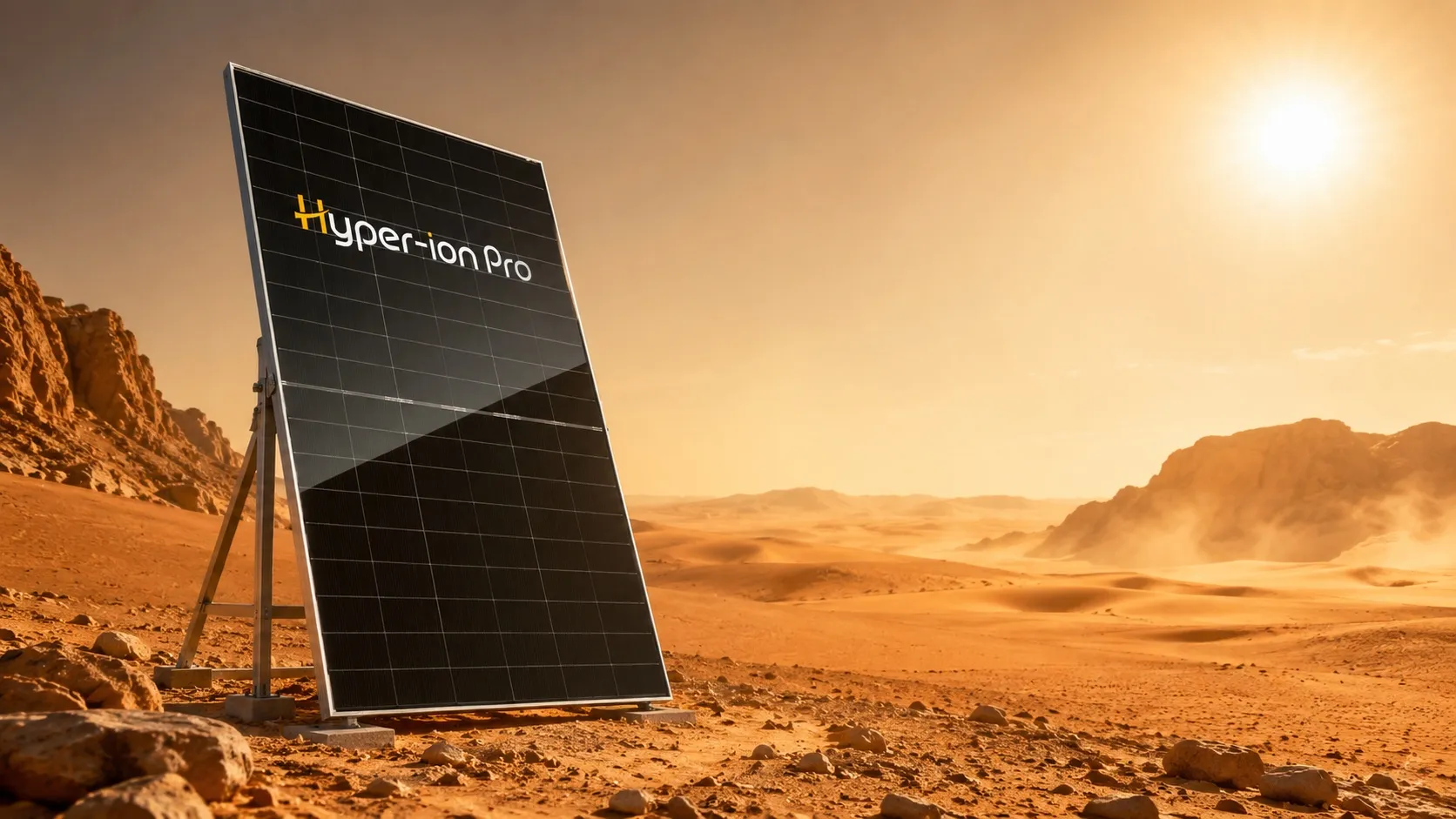 Hyper-ion Pro module in a desert under a harsh sun