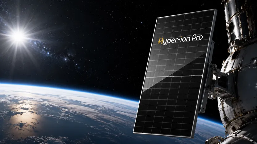 Risen Hyper-ion Pro heterojunction solar module shown in orbit above Earth
